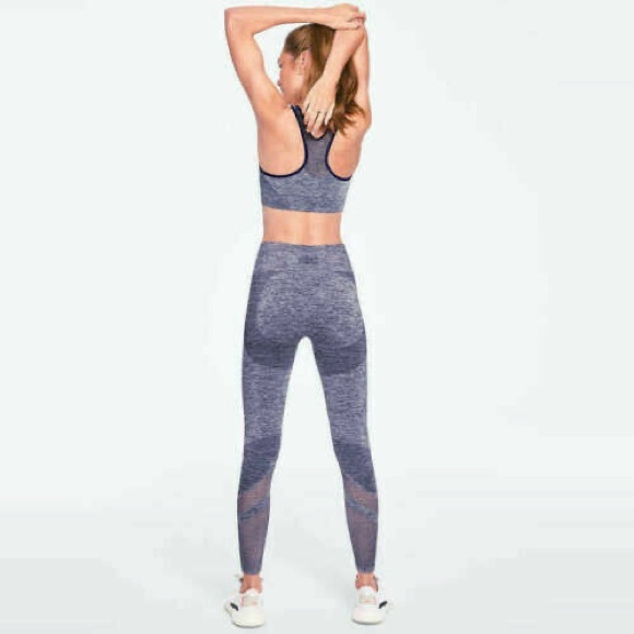 VS PINK Seamless Mesh Laser Cut Leggings Blue Gray Small - Picture 7 of 7